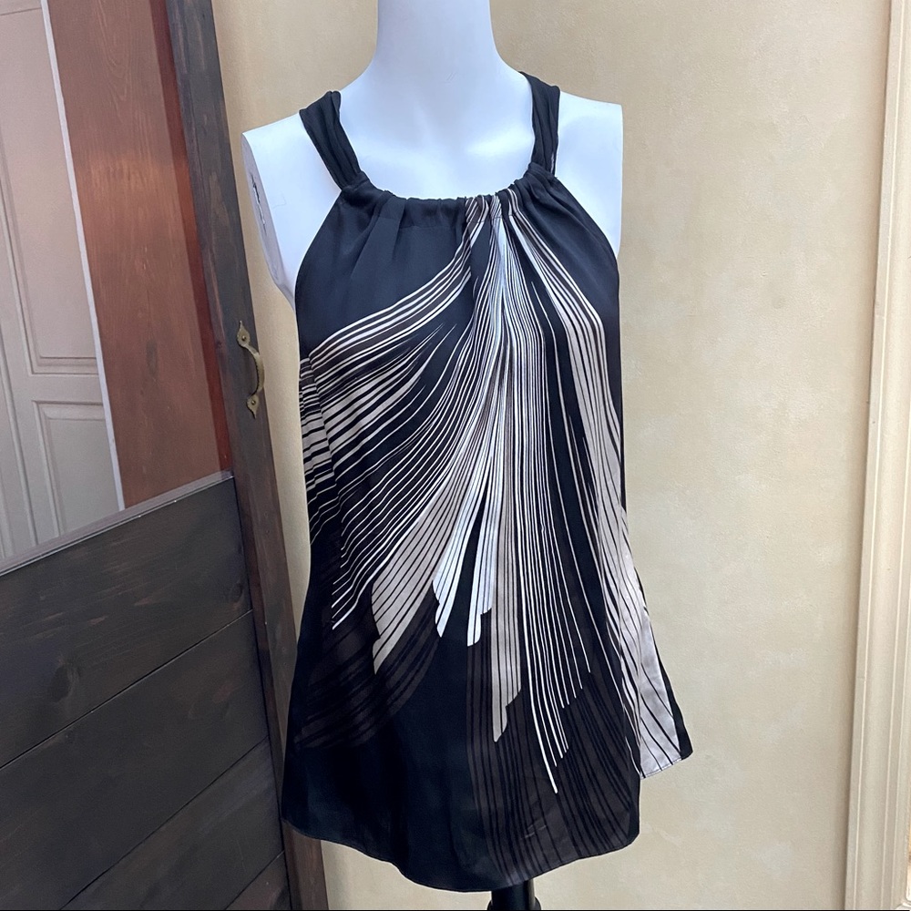 Tahari halter style blouse‎ silk tie patterned size small